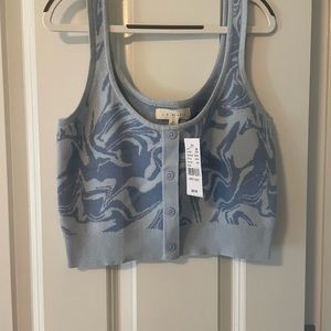 PacSun La Hearts Blue button up sweater crop